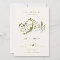 Olive Green Pine Mountain Sketch Save The Date