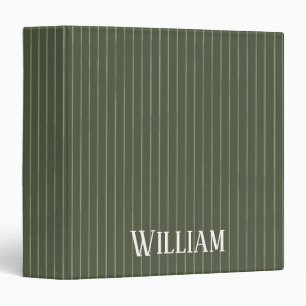 Olive green pinstripes binder