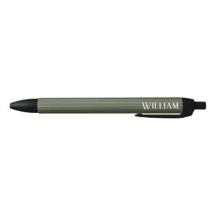 Olive green pinstripes black ink pen