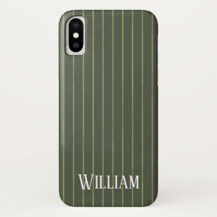 Olive green pinstripes Case-Mate iPhone case