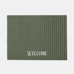 Olive green pinstripes doormat