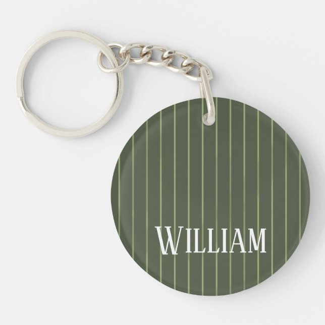Olive green pinstripes keychain (Front)