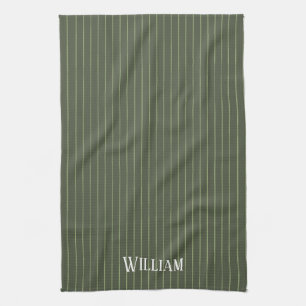 Olive green pinstripes kitchen towel