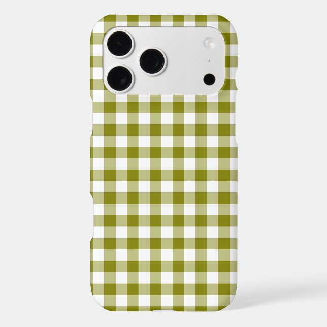 Olive Green Plaid Gingham iPhone Case (Verso)