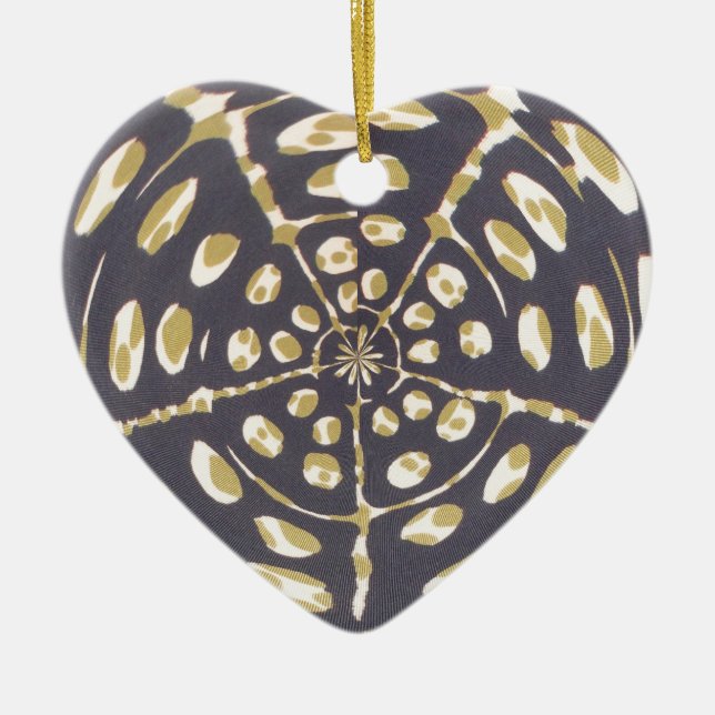 Olive Green Polka Dot Radial Pattern Art Print Cer Ceramic Ornament (Front)