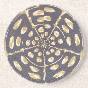 Olive Green Polka Dot Radial Pattern Art Print Coaster
