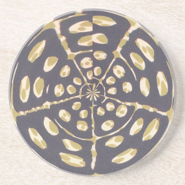 Olive Green Polka Dot Radial Pattern Art Print Coaster (Front)