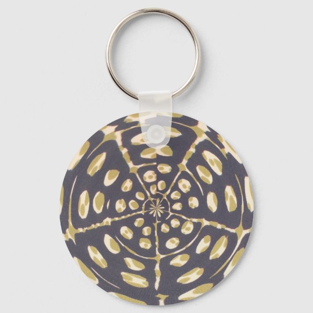 Olive Green Polka Dot Radial Pattern Art Print Keychain (Front)