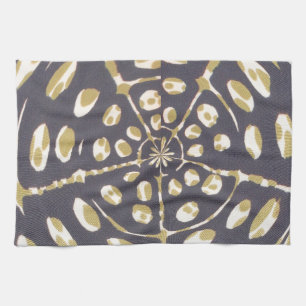 Olive Green Polka Dot Radial Pattern Art Print Kitchen Towel