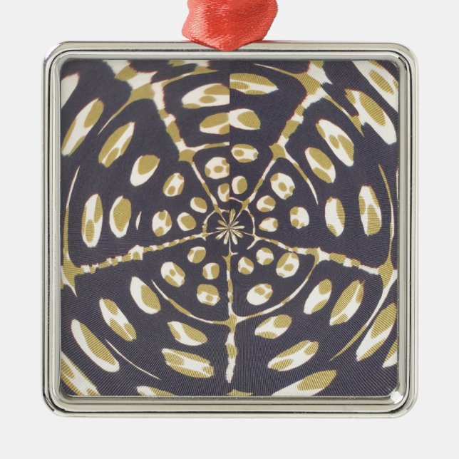 Olive Green Polka Dot Radial Pattern Art Print Metal Ornament (Front)