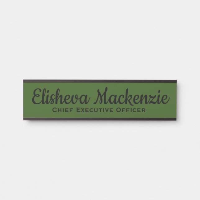 Olive Green Porte de bureau Signes Nom Plaque (Devant)
