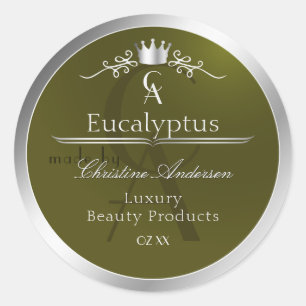Olive Green Product Label Silver Frame Monogram