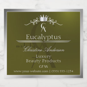 Olive Green Product Label Silver Frame Monogram