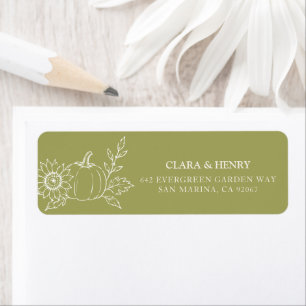 Olive Green Pumpkin Fall Wedding Address Label