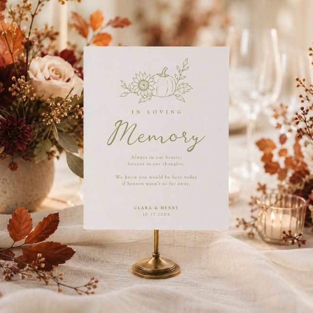 Olive Green Pumpkin Fall Wedding Memorial Sign (Creator Uploaded)