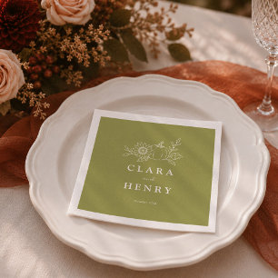 Olive Green Pumpkin Fall Wedding Napkins