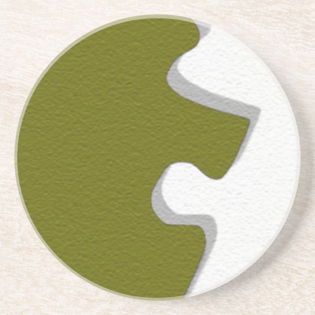 Olive Green Puzzle Coaster (Front)