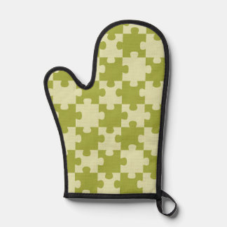Olive Green Puzzle Piece Geometric Seamless Oven Mitt