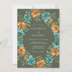 Olive Green Radiant Autumnal Wedding Invitation