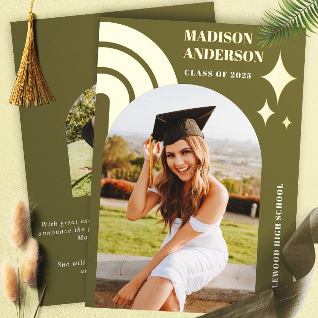 Olive Green Rainbow Arch And Stars Graduation (Creator Uploaded)
