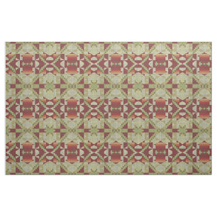 Olive Green Red Orange Ochre Brown Ethnic Look Fabric
