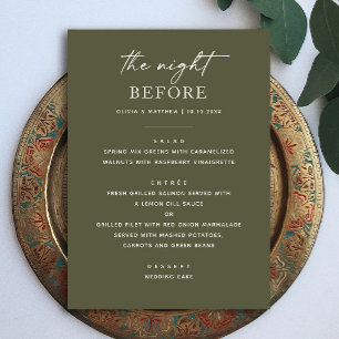 Olive Green Rehearsal Dinner Night Before Earthy Menu