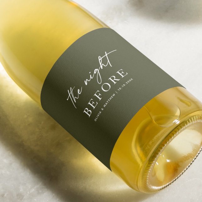 Olive Green Rehearsal Dinner | Night Before Script Wine Label (Creator Uploaded)