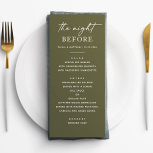 Olive Green Rehearsal Dinner Rustic Night Before Menu