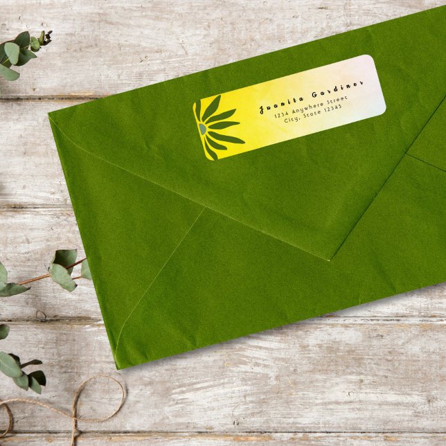 Olive Green Retro Mod Geometric Flower (Mid-century cool, made for the mail pile.)