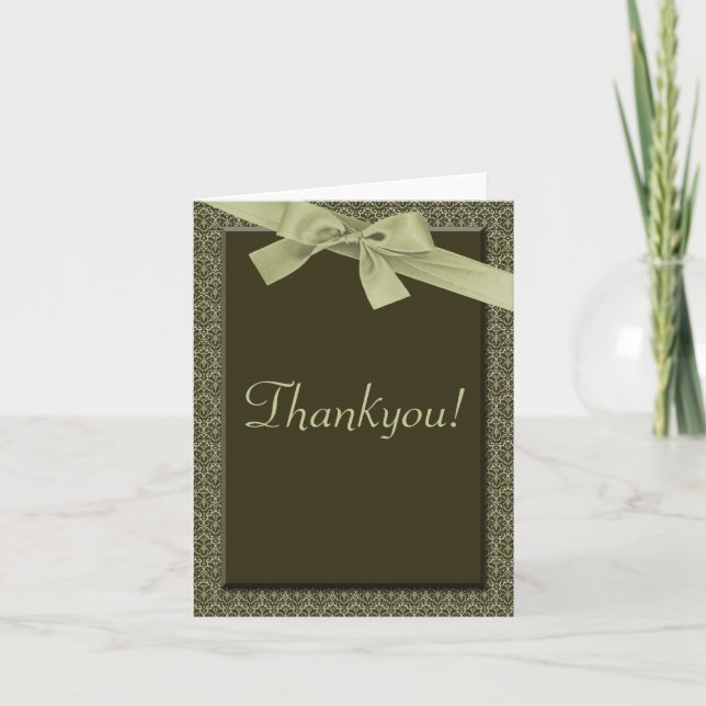 Olive Green Ribbon -  Thankyou Cards (Front)