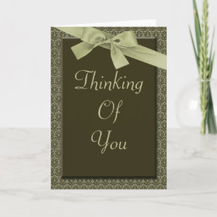 Olive Green Ribbon Thinking Of You - Sympathy Card