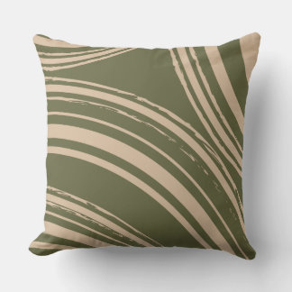 Olive Green Sand Wave Circles Throw Pillow