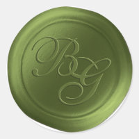 Olive Green Script Monogramme Stickers cire Sceau