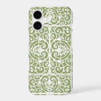 Olive green scrollwork pattern