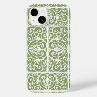 Olive green scrollwork pattern