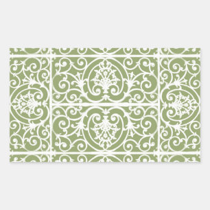 Olive green scrollwork pattern sticker