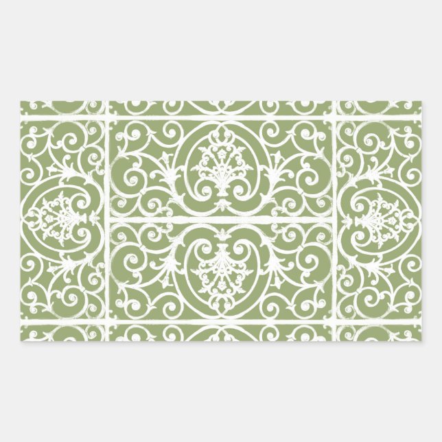 Olive green scrollwork pattern sticker (Front)