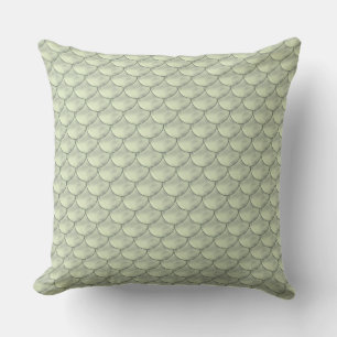 Olive Green Seamless Circle Pattern Throw Pillow