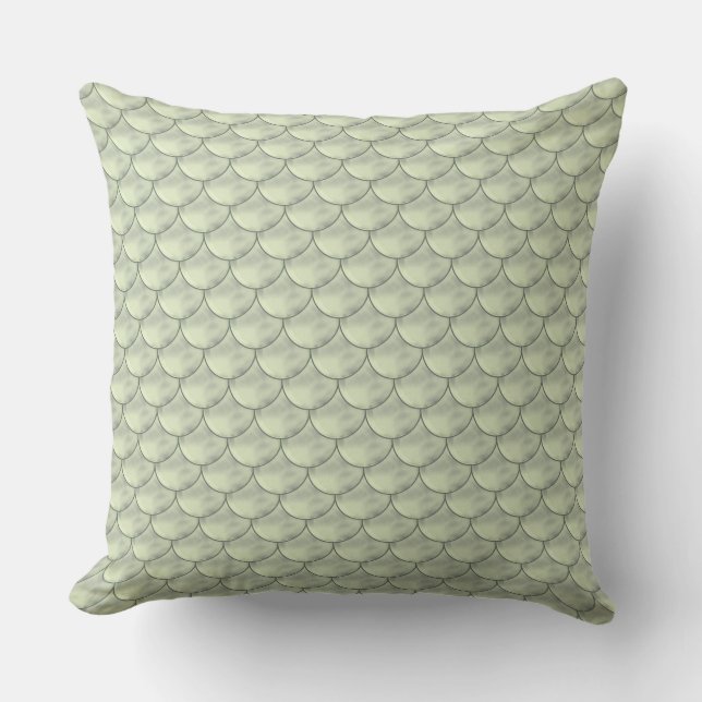 Olive Green Seamless Circle Pattern Throw Pillow (Front)