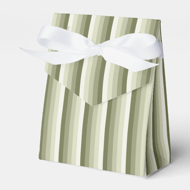 Olive green shadow stripes favor box (Front Side)
