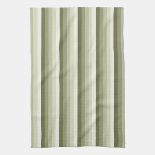 Olive green shadow stripes kitchen towel