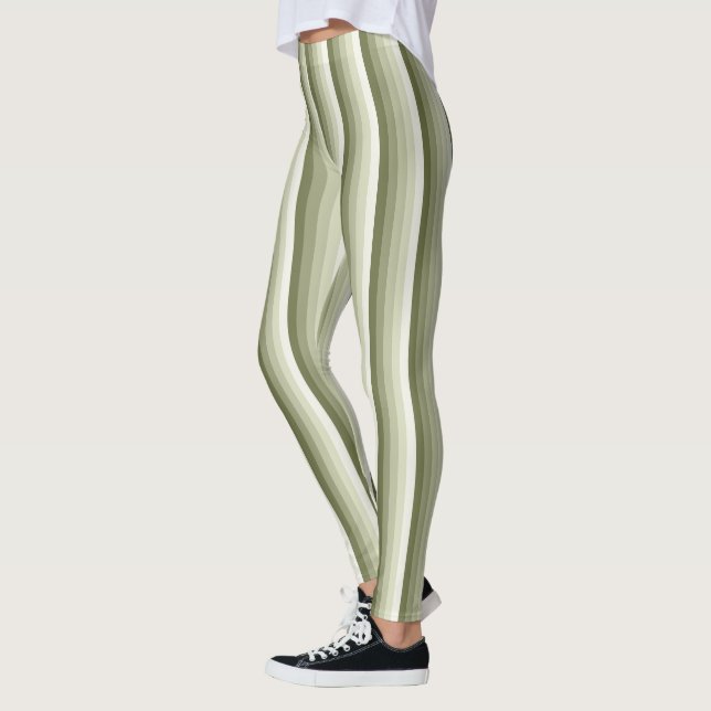 Olive green shadow stripes leggings (Left)
