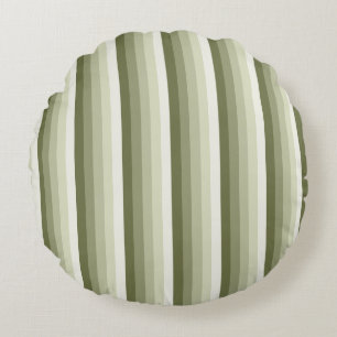 Olive green shadow stripes round pillow