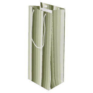 Olive green shadow stripes wine gift bag