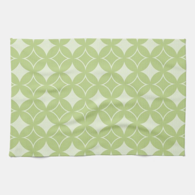 Olive green shippo pattern kitchen towel (Horizontal)