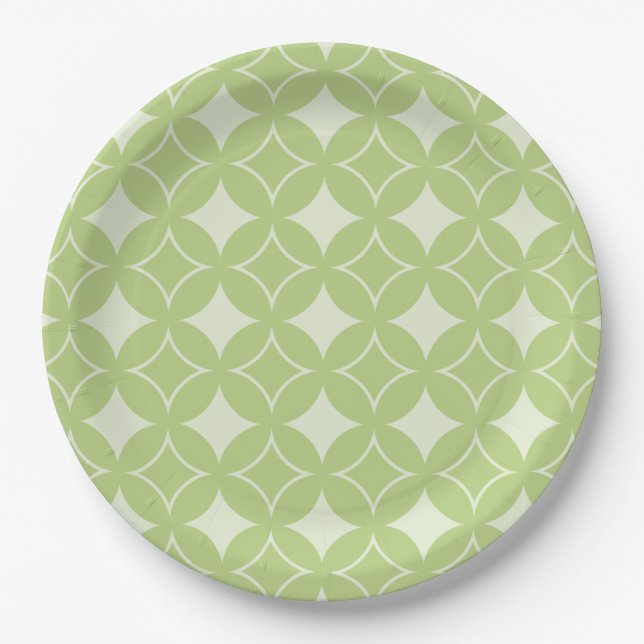 Olive green shippo pattern paper plate (Front)