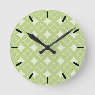 Olive green shippo pattern round clock
