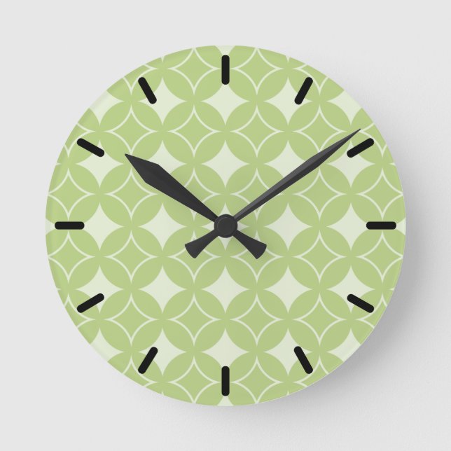 Olive green shippo pattern round clock (Front)