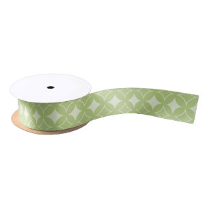Olive green shippo pattern satin ribbon