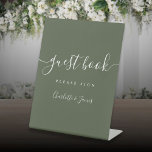 Olive Green Signature Script Guest Book  Pedestal Sign<br><div class="desc">This elegant minimalist olive green guest book sign is perfect for parties and celebrations. Designed by Thisisnotme©</div>